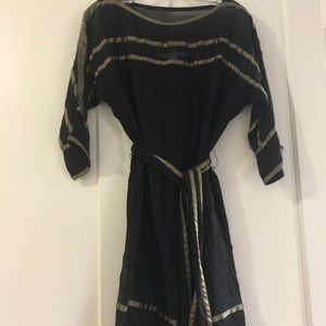 DIANE VON FURSTENBERG BLACK SILK TUNIC DRESS